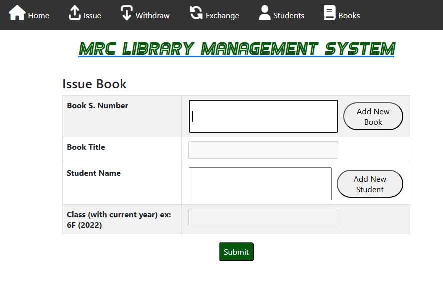 Library Management System project screenshot