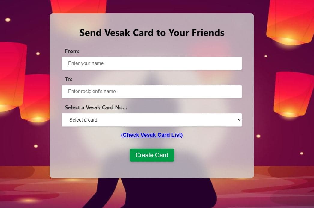 Vesak Card project screenshot